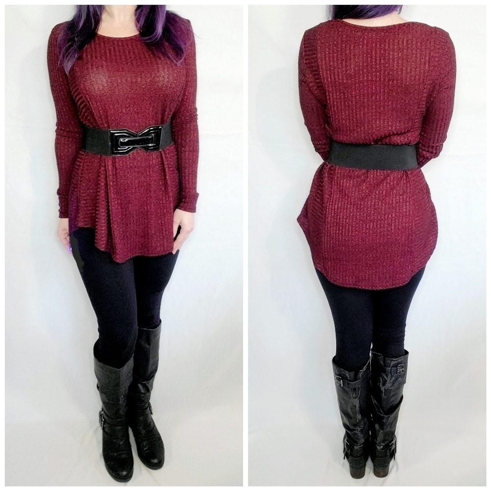 Maurices Ribbed Round Neck Long Sleeve Tunic
